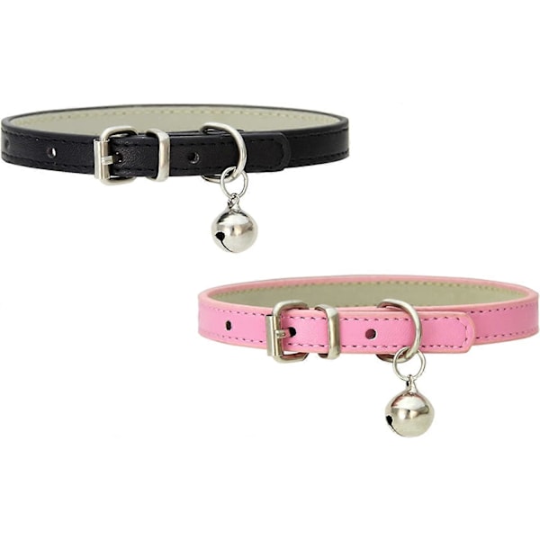 2 st Katt Halsband, Läder Katthalsband, Katthalsband, Justerbart Katthalsband, Läder Katthalsband, Justerbart Katthalsband för Katter med Spänne