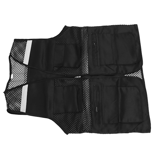 Reflekterende arbejdsvest med flere lommer, mesh-design, høj synlighed, åndbar sikkerhedsvest med reflekterende striber