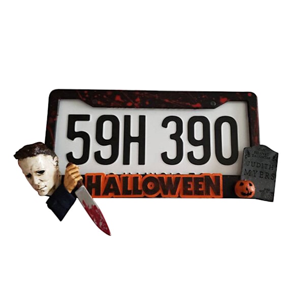 Halloween-kauhuelokuvan rekisterikilven kehys Rekisterikilven suojukset Pelottava auton rekisterikilven kehys Henkilökohtaiset auton lisävarusteet