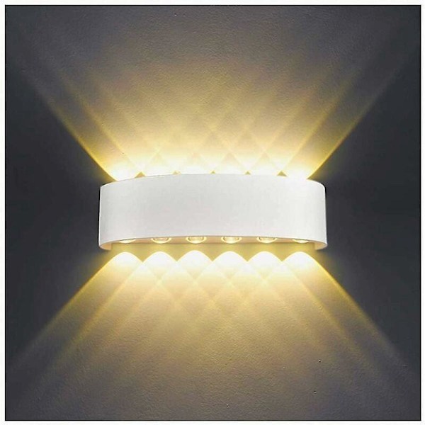 LED Indendørs Væglampe 12W Hvid Moderne Væglampe, IP65 Vandtæt Aluminium Udendørs Væglamper, Op Ned Spot Lampe til Stue Soveværelse Hall Trappe