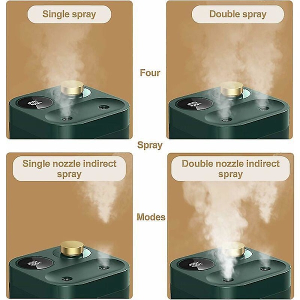 Trådløs Luftfukter, 5 Stille Spraymoduser, Med Strømdisplay (800ml Grønn)