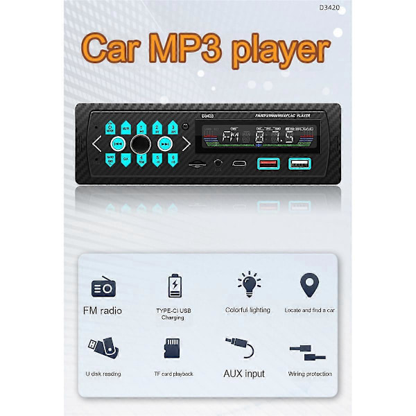 Auton MP3-soitin Bluetooth Handsfree USB-kortti Häviötön äänenlaatu