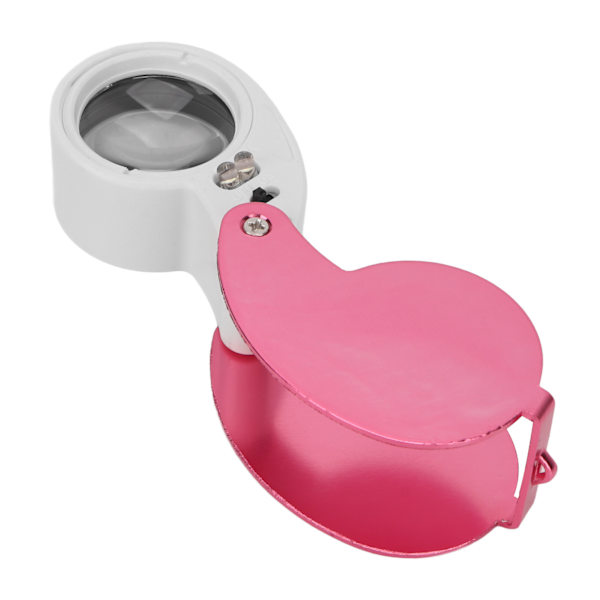 40X Forstørrelsesglas Loupe LED Lys Høj Transmittans Bærbar Juveler Loupe med Aluminium Legering Skal til Ældre Pink