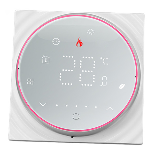 Smart termostat 1 vecka programmerbar LED-display infälld rektangulär bas digital termostat AC95-240V för pannvärmesystem vit