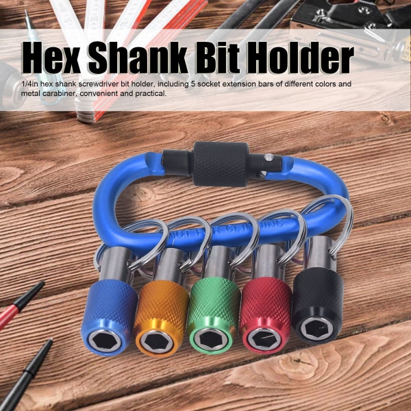 Hex Shank Bit Holder Skruetrækker forlængerstang med 5 farvefatninger