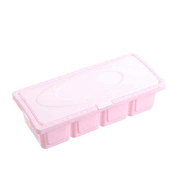 Plast 4-gitter krydderoppbevaringsbokssett Saltkrydderkrydderbeholdere for kjøkken (rosa)