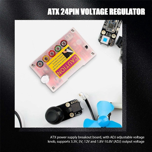 ATX 24Pin Teholähde Breakout -levy akryylikuorella ja jännitteensäätimellä