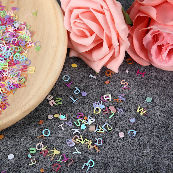 60g/påse färgglada paljetter födelsedag bröllopsfest konfetti nageldekor DIY material tillbehör bokstav