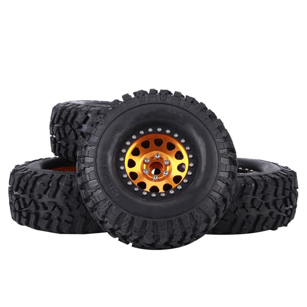 4 stk. RC Universal Crawler Gummidæk Metal Fælg RC Biltilbehør
