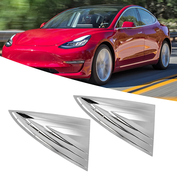 2 STK Passer til Tesla Model 3 Elektroforsølving Bakrute Lameller Skodder Deksel Dekorasjon