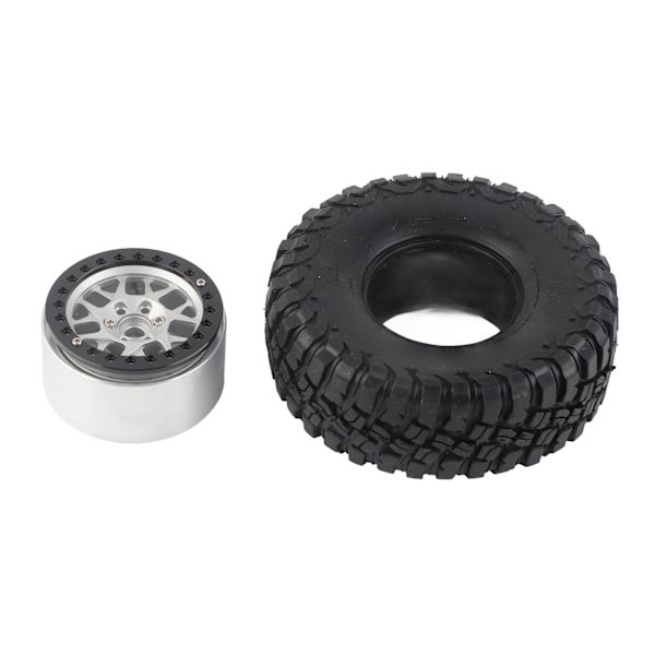 4 kpl RC-renkaat Alumiiniseospyörän napa Kumirenkaat 1/10 RC-ryömintäautoille Päivitetyt osat Musta