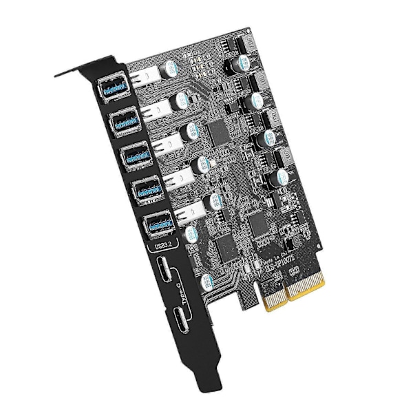 7-porttinen PCI-e - USB3.2 Type-A Type C -tietokoneen laajennuskortti Pcie USB-sovitin