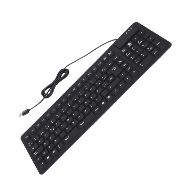 Tastatur 105 nøkler spansk USB kablet bærbart sammenleggbart stille vanntett støvtett silikontastatur