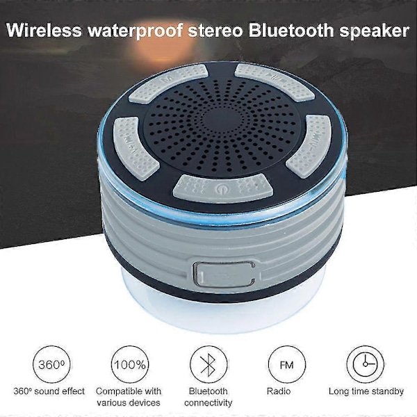 Bluetooth Bærbar Vanntett Dusjradio Hb Illumination Støtsikker, Støvtett Trådløs Dusjradio Med Sugekopp, Perfekt For Basseng, Dusj