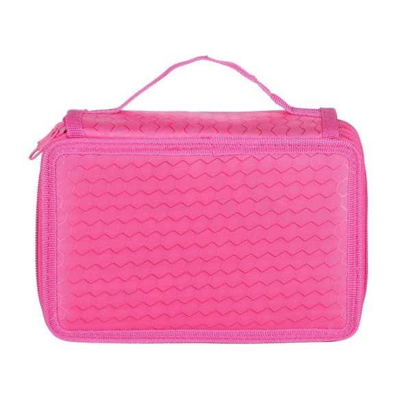 Fyrkantig fyra lager 72 hål Skiss Ritning Case Organizer Pure Color Pen Väska (Rose Red)