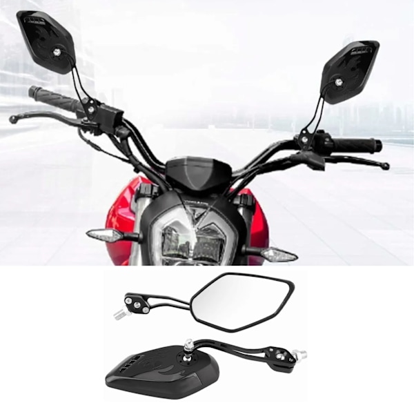 2 stk motorsykkel bakspeil klart syn justerbart vanntett universal styrespeil