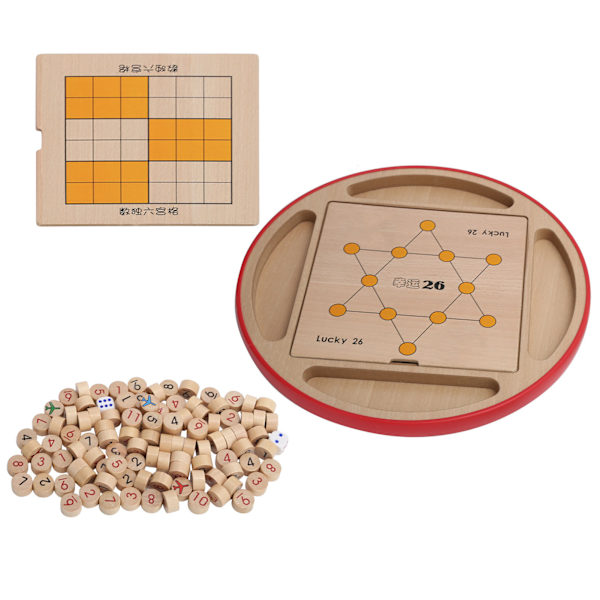 5 in 1 Sudoku Ruudukko Puinen Monitoiminen Lasten Koulutuspalapeli Pelilelu