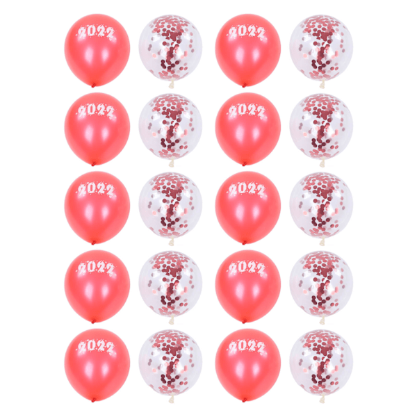 40 st partyballonger 12 tum 2022 tema röda och röda konfetti bred applikation latexballonger