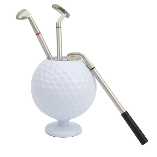 Mini pöytätietokoneen golfpallokynäteline ja 3 Golf Cue kynää muovinen golferin set