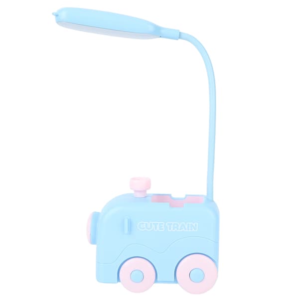 Mini Tog LED Nattbordslampe Øyebeskyttelse Studieleselys USB-lading med Pennholder for Barn Blå