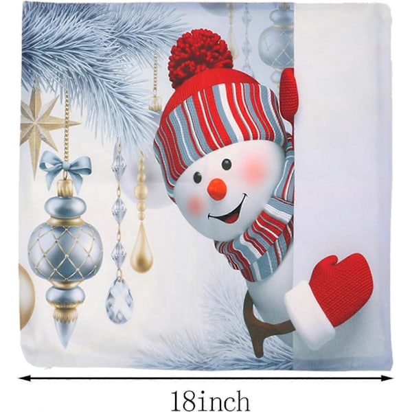 Sett med 4 Hvite Juleputetrekk Vinter Putetrekk for Hjemmekontor Soverom Sofa 45x45 cm