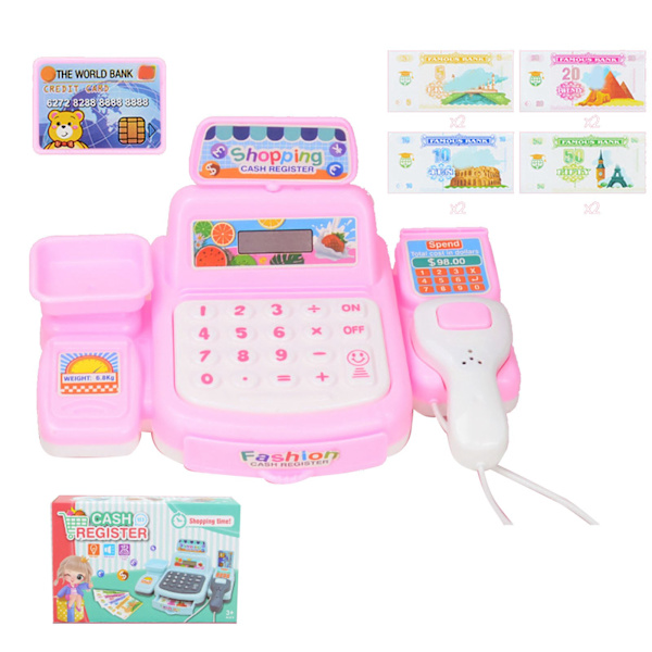 Mini Pink Kassa Leikkisetti Lasten Kauppapelissä