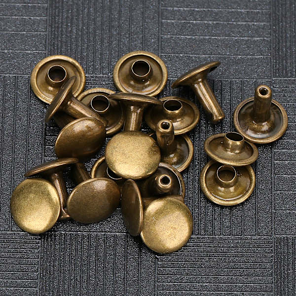 Nitstift med dubbla cap - Set med 200, 10x10 mm - för jeans, skor, väskor och kläder Bronze