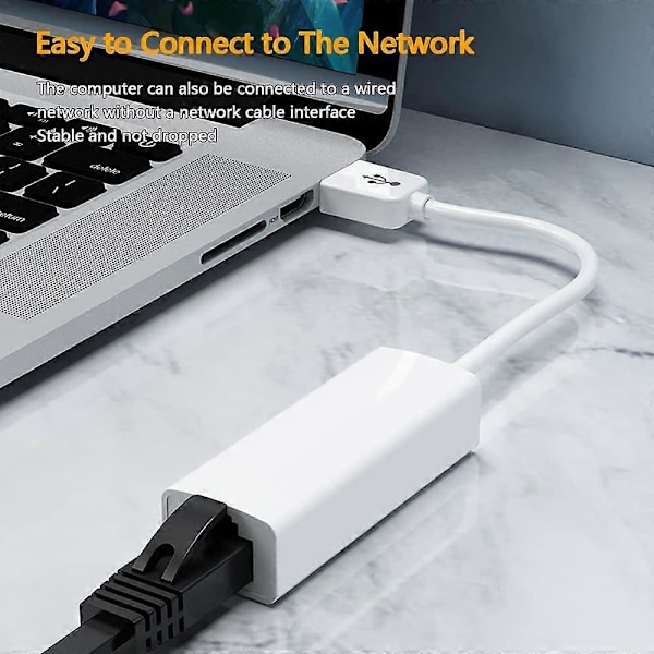 USB Ethernet, Nettverksadapter USB 2.0 til 10/100 Mbps Ethernet LAN Nettverksadapter Laptop, PC, USB til Ethernet rj45 Kompatibel med Windows 7-10, Vista/XP,