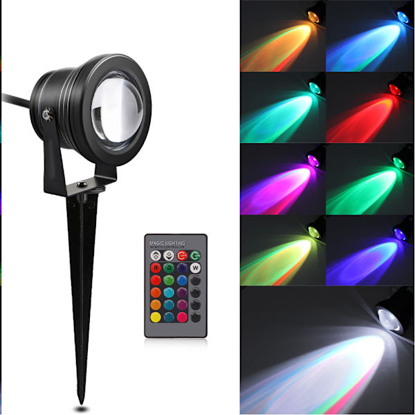 10W maisemavalo vedenpitävä ulkona RGB LED-puutarhavalaisin kaukosäätimellä DC12VRGB
