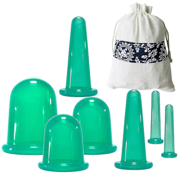 Silikon Vacuum Cupping Set för Anti-Cellulit Massage Smärtlindring - 7 st Grön