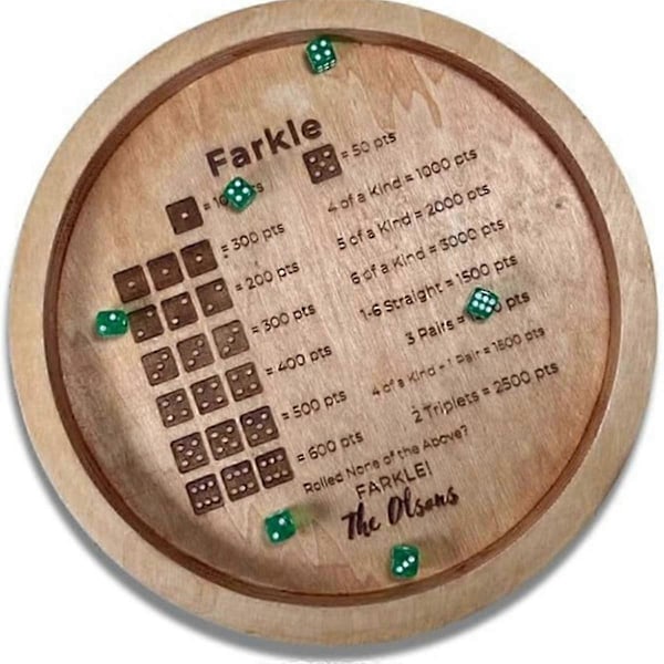 Træterningebakke kompatibel med Farkle Classic terningespil, Farkle terningebakke, Farkle Classic terningespil, terningebakke 18 cm