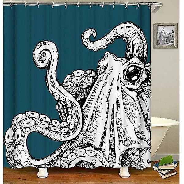 Skimmelsikker bruseforhæng, stof bruseforhæng blæksprutte monster badeforhæng bruseforhæng 150x180cm
