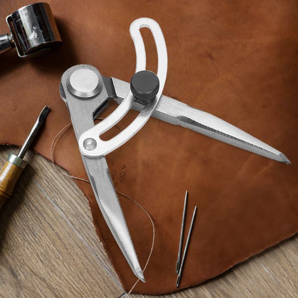 Läder Scriber Spacing Compass Marking Tool Läderhantverk Linjeritning Roterande Verktyg 100mm
