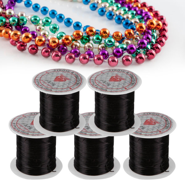 5 Rolls Crystal Line Helmet String Wire korumateriaali Joustava lanka koruille Tee itse (musta)