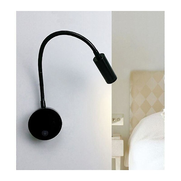 3W LED Sengelampe Læselampe LED Fleksibel Svane (Sort) Væglampe LED Læselampe med Kontakt Varm Hvid 3000K Moderne 30*7*6cm