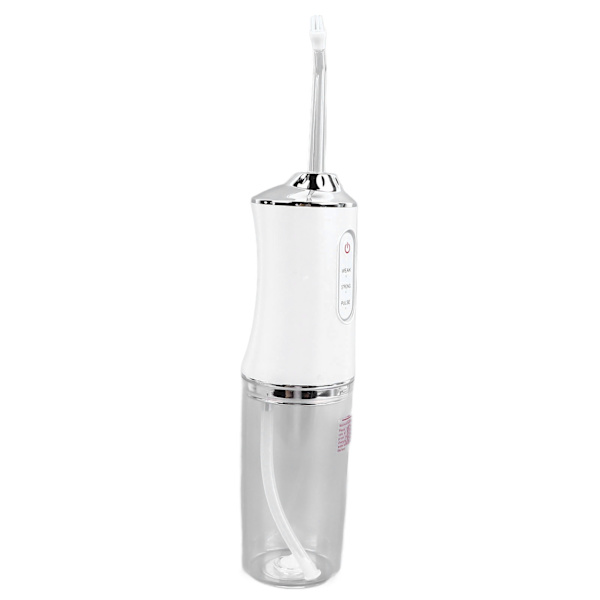 Elektrisk Tandtråd Vit Bärbar Hög Effektivitet med 4 Utbytbara Munstycken Puls Laddningsbar Vattentråd Oral Irrigator för Munhälsa
