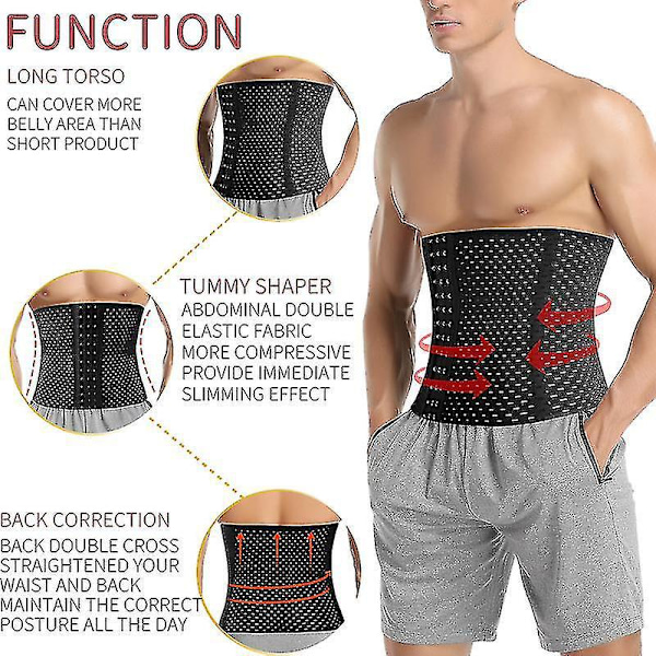 Smalnande midjetränare bälte för män - Bukkontroll Shapewear L svart