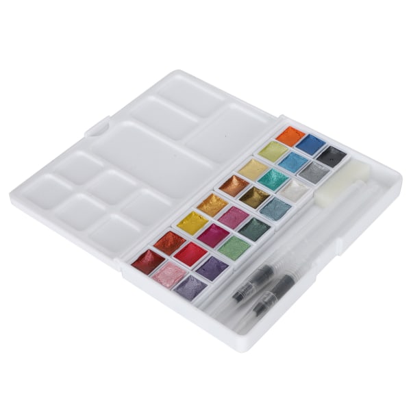 Akvarellfargesett Hjem Utendørs Lys farge Perleskinnende Akvarellpigment med boks24 farger Perleskinnende maling