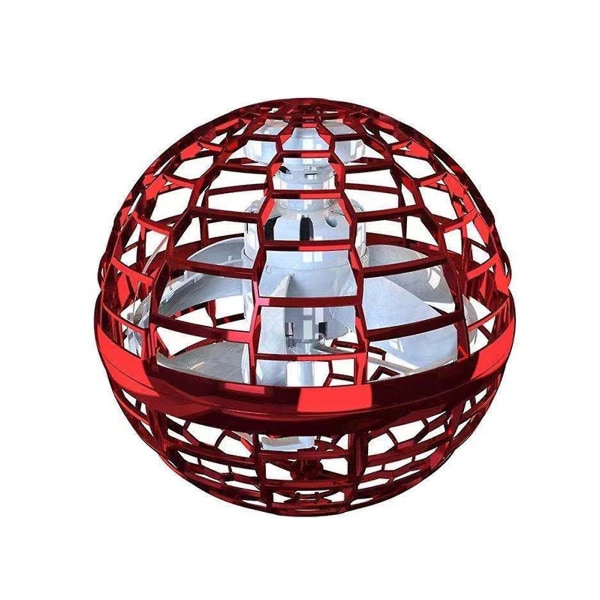Handkontrollerad mini flygande bollleksak med inbyggt RGB-ljus - lätt att använda, bärbar och hållbar (röd)