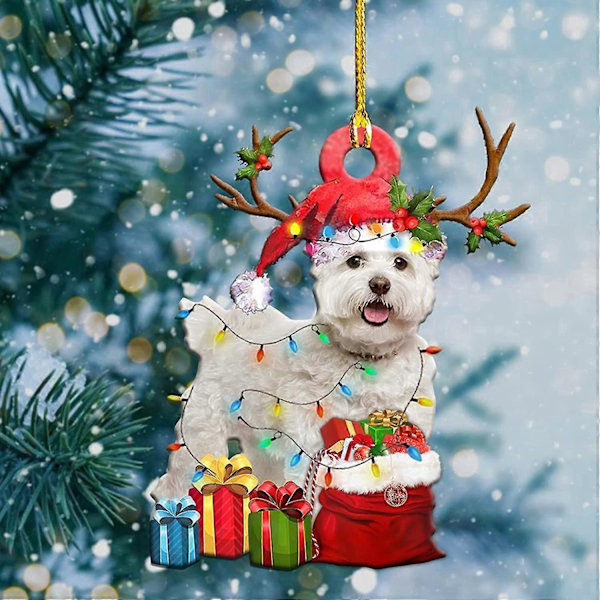 3 st Julgransprydnader Trä Valp Hund Julgran Hängande Prydnad Julhelg Prydnad Juldekor (I)