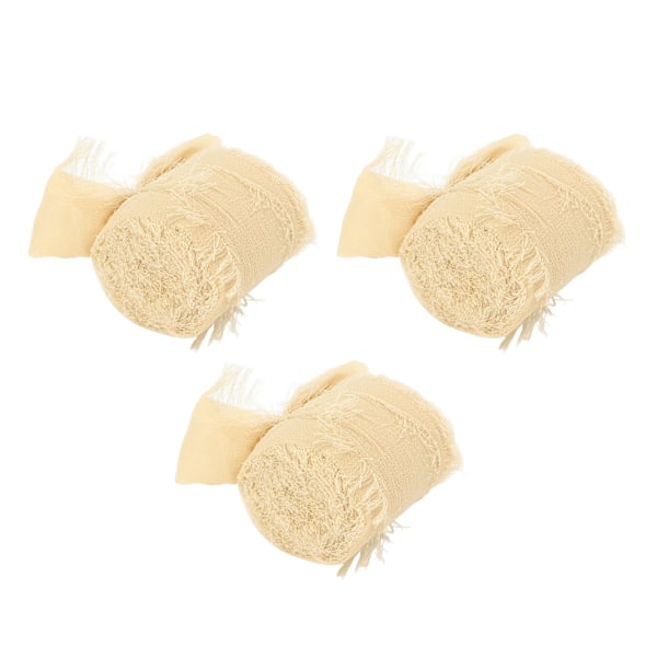 Frans Chiffong Silkesband Ren Färg Handgjord Bukettband Handfärgat Bärbart Chiffongband för Bröllops-DIY-hantverk Beige