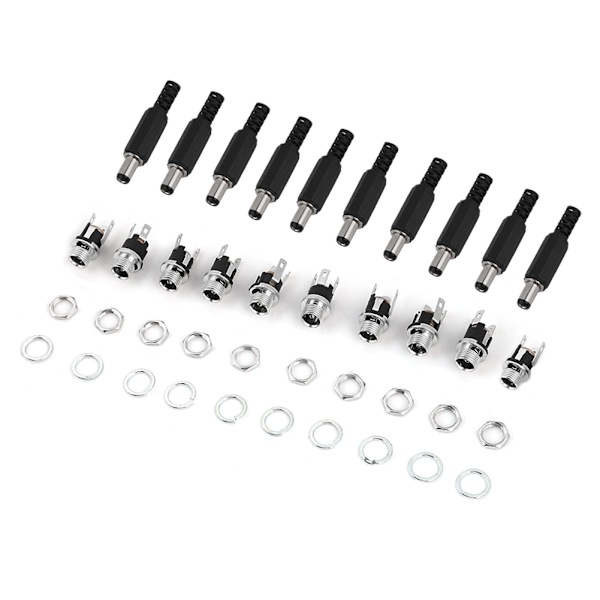 10 par 2.1x5.5mm 12V han- og hun-DC-strømstikadapterstik