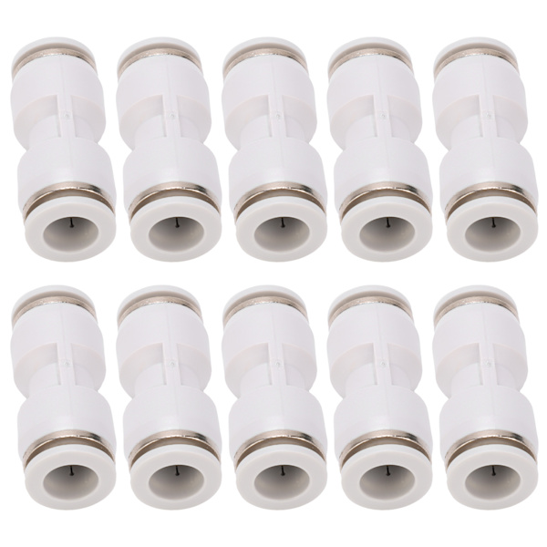 10 stk. lige trykforbindelser luftslange hurtigudløsning pneumatiske rør fittings hvid PU-10