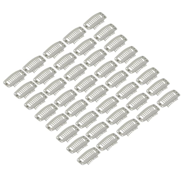 40 stk. Parykclipsæt Rustfrit stål DIY 9 Tænder Snap Kam Hårforlængelse Clips Tilbehør 1,3in Beige