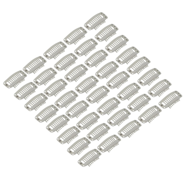 40st perukklämma set rostfritt stål DIY 9 tänder Snap kam hårförlängningsklämmor Tillbehör 1.3in Beige