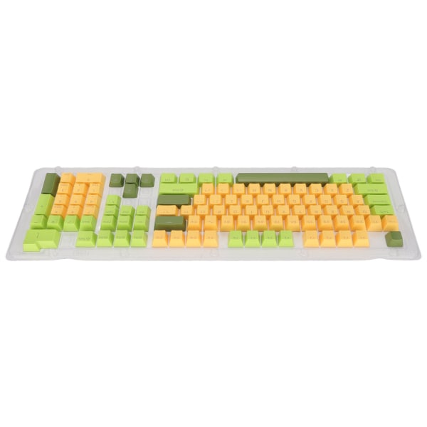 Tangentbord Tangentkapslar 107 tangenter Tre färger genomskinliga tecken Arc Layout Mekanisk tangentbord Tangentkapslar Matcha gul