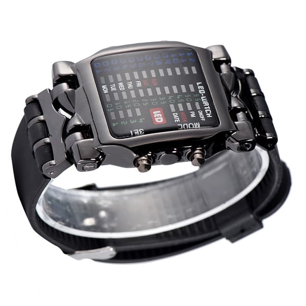 Elektronisk LED-ur til mænd og kvinder PU-rem datofunktion armbåndsur