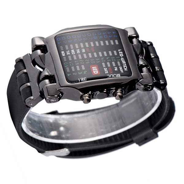 Miesten naaras elektroninen LED watch PU-ranneke päivämäärätoiminto rannekello