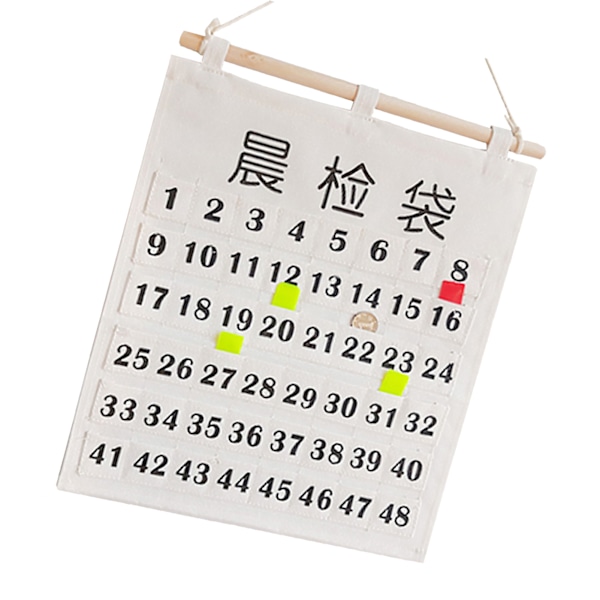 Nummereret kalender lommediagram bomuld og lærred morgen check klasseværelse lommediagram kalender væg hængende arrangør lille 48 lommer