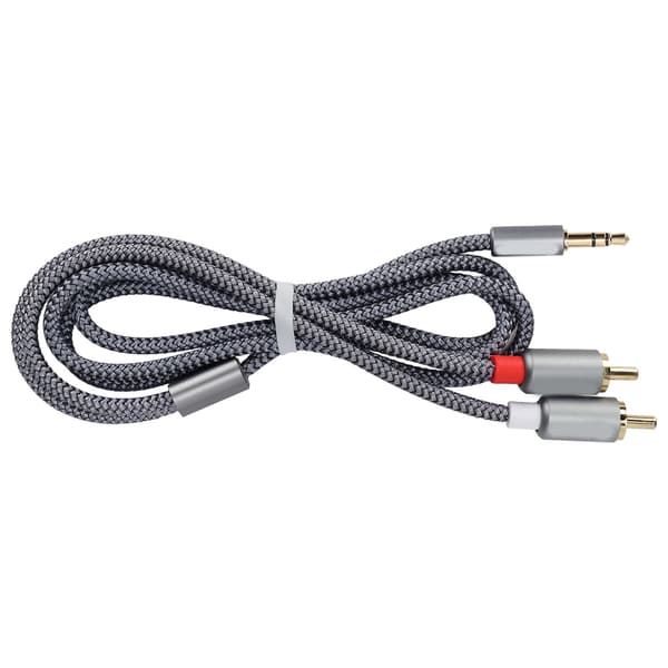 3,5 mm Jack til 2 RCA Aux lydkabel Høyfidelitets lydkabel for mobiltelefoner bærbare høyttalere